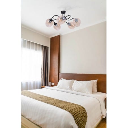 Lampa sufitowa Diuna nowoczesna ze szklanymi bursztynowymi kloszami czarny metal do salonu sypialni