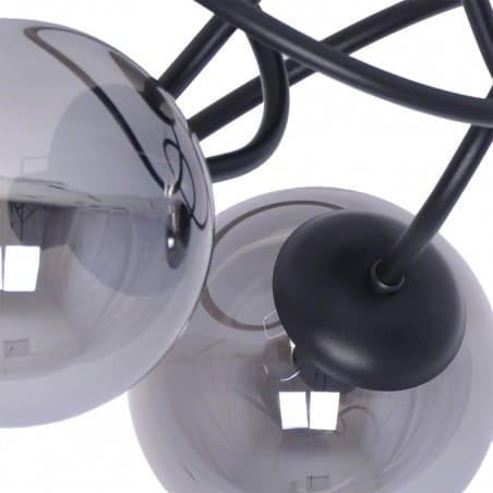 Lampa sufitowa Rubi potrójna czarna z grafitowymi kloszami szklane kule