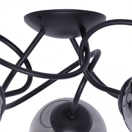 Lampa sufitowa Rubi potrójna czarna z grafitowymi kloszami szklane kule