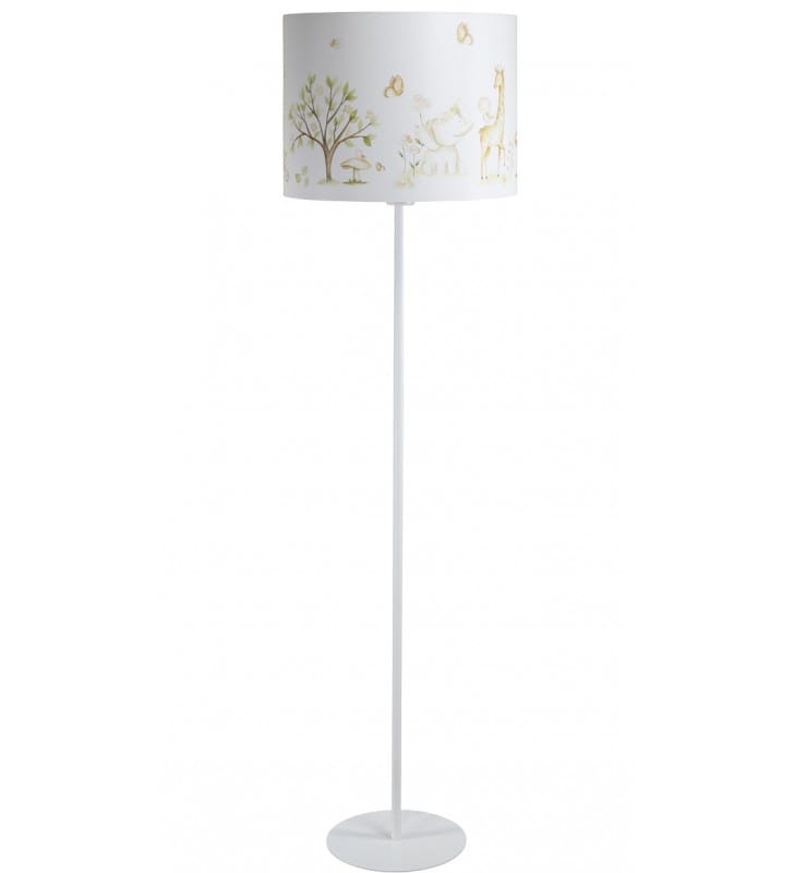 Lampa podłogowa Diego dziecięca biała zwierzątka