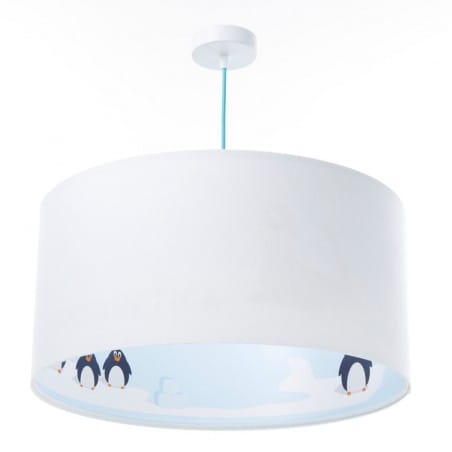 Lampa wisząca Antarctica1 abażur biały welur wnętrze z dziecięcym nadrukiem