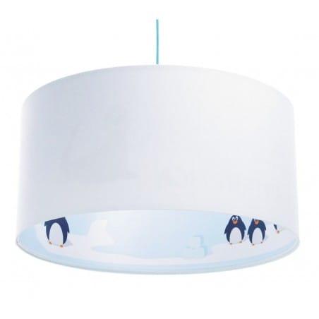 Lampa wisząca Antarctica1 abażur biały welur wnętrze z dziecięcym nadrukiem
