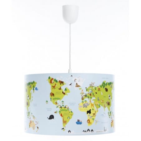 Lampa wisząca dla dziecka Mapa Świata okrągłą z tworzywa 3 rozmiary