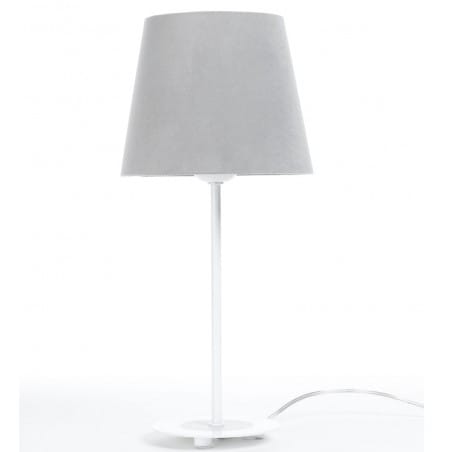 Lampa stołowa z szarym abażurem Okello biało beżowa podstawa