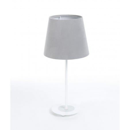 Lampa stołowa z szarym abażurem Okello biało beżowa podstawa