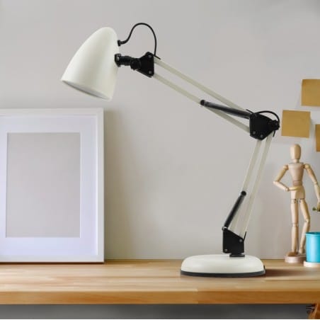 Biała regulowana lampa biurkowa Notari GU10 czarne detale