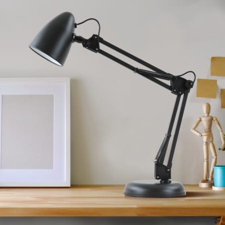 Czarna regulowana lampka na biurko Notari GU10