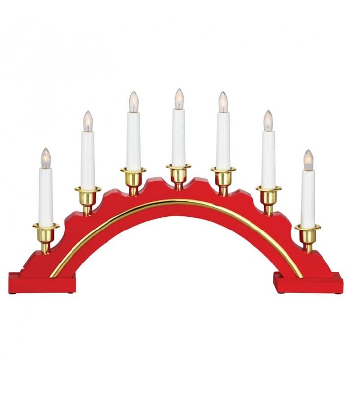 Czerwony 7 pkt świecznik świąteczny Celine dekoracja na półkę komodę parapet okno