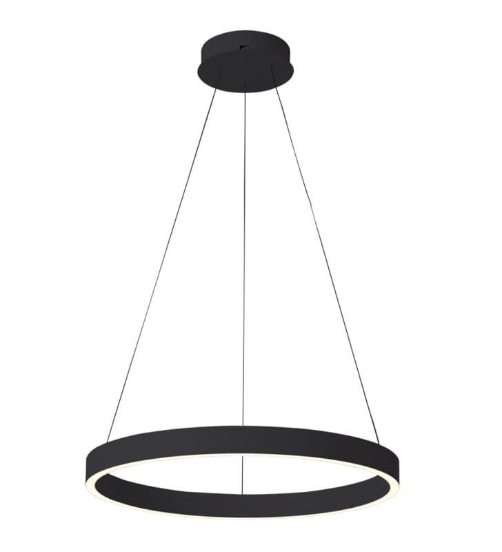 Lampa wisząca Brasco Down LED czarna nowoczesna 60cm obręcz do salonu sypialni jadalni
