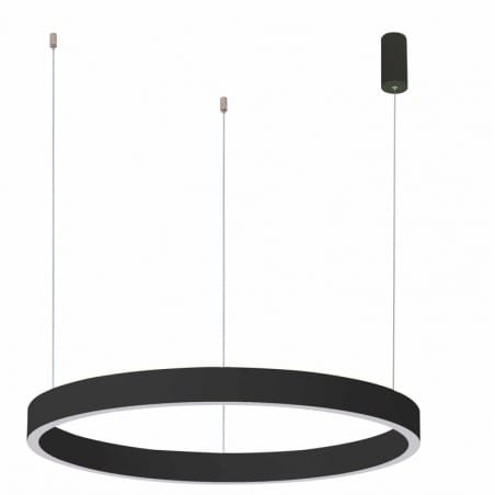 Duża 80cm czarna nowoczesna lampa wisząca obręcz pierścień Brasco Down LED nad stół do salonu