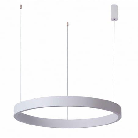 Biała duża 80cm lampa wisząca Brasco Down LED pojedynczy pierścień do salonu