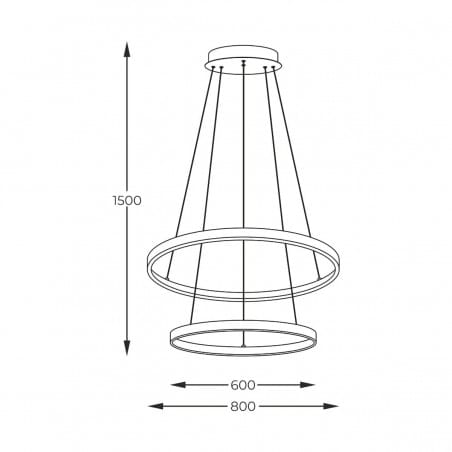 Lampa wisząca Breno LED czarna nowoczesna 2 pierścienie regulacja barwy światła