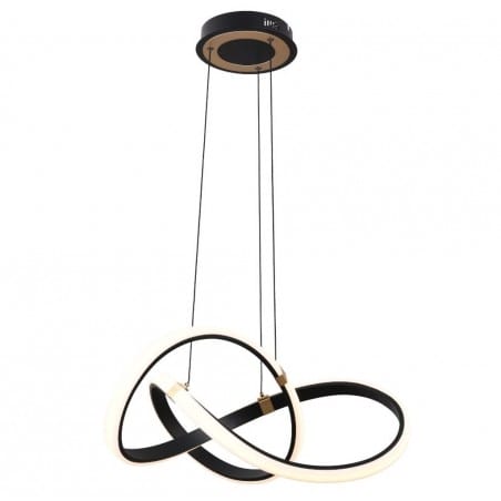 Futurystyczna lampa wisząca Indigo LED czarna ze złotymi detalami do salonu kuchni sypialni