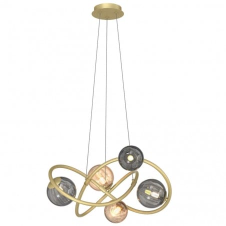 Arlon nowoczesna lampa wisząca nad stół matowe złoto szklane klosze kule
