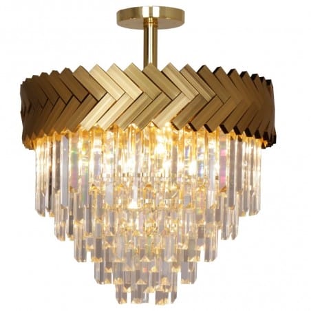 Kryształowa złota lampa sufitowa do sypialni Lyon do wnętrz klasycznych i nowoczesnych