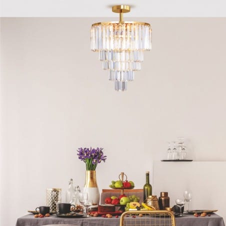 50cm złota kaskadowa lampa sufitowa z kryształami Amedeo do sypialni salonu kuchni jadalni