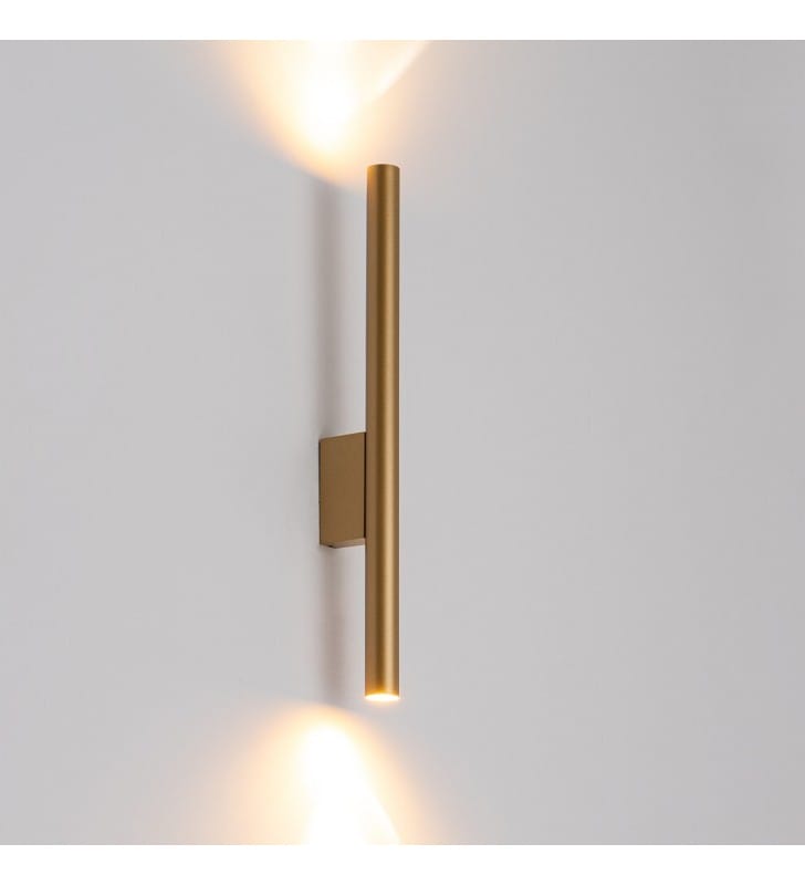 Złoty nowoczesny dwukierunkowy pionowy kinkiet Laser wąski klosz 2xG9