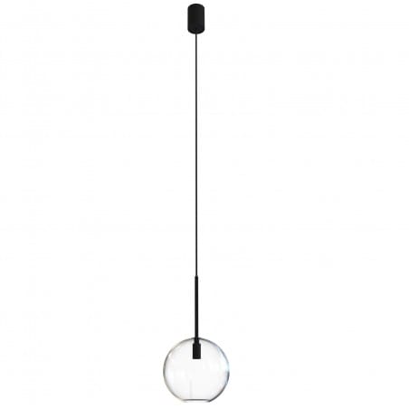 Mała szklana lampa wisząca Sphere 15cm szklana bezbarwna kula czarny metal
