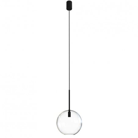 Szklana 20cm lampa wisząca Sphere do kuchni sypialni jadalni transparentna kula czarny metal