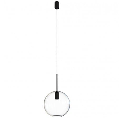 Lampa wisząca Sphere 25cm szklana bezbarwna kula do kuchni sypialni salonu jadalni czarne wkończenie