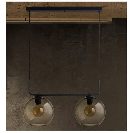 Lampa wisząca Monaco podwójna czarna klosze szklane kule styl loftowy nowoczesny industrialny
