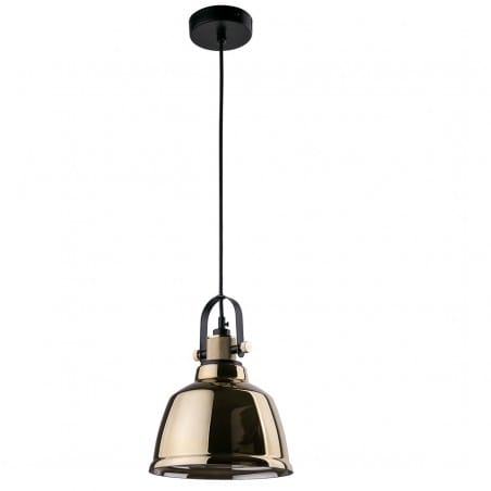 Lampa wisząca Amalfi złota metalizowany szklany klosz czarne wykończenie długość 1,5m