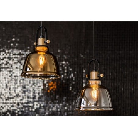 Lampa wisząca Amalfi złota klosz metalizowany ze szkła długi zwis do salonu sypialni kuchni jadalni