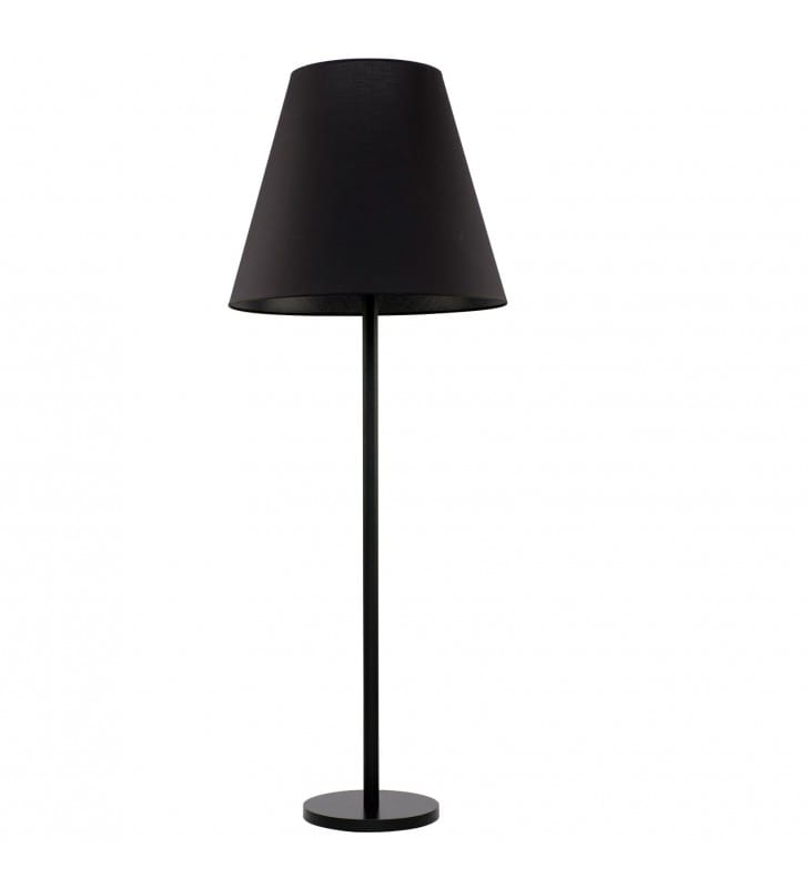 Lampa podłogowa Moss czarna z dużym abażurem z materiału nowoczesna do salonu 3xE27