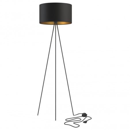 Cadilac czarna lampa stojąca na podłogę z abażurem do salonu 3 nogi
