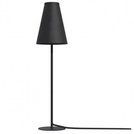 Czarna minimalistyczna wąska lampa stołowa z abażurem Trifle