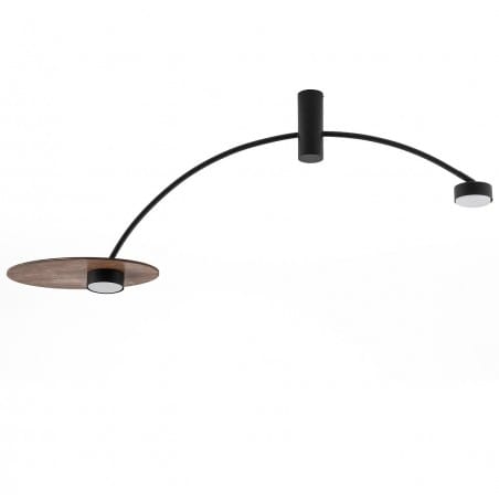 Heft minimalistyczna 2 pkt lampa sufitowa czarna z drewnianym kloszem Nowodvorski
