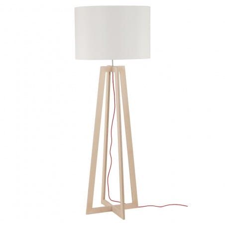Nowoczesna lampa podłogowa Across w stylu skandynawskim z drewnianą podstawą