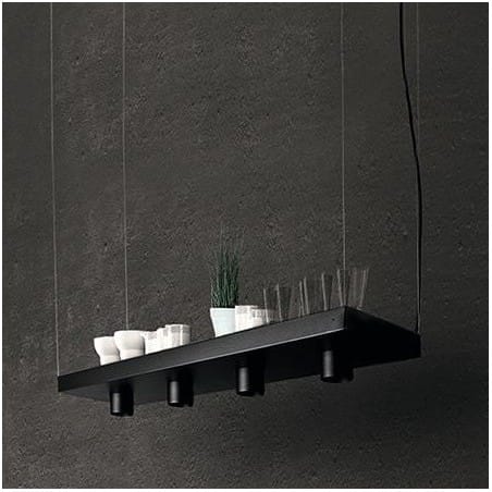 Czarna nowoczesna prostokątna lampa wisząca Plant do salonu kuchni jadalni nad stół wyspę kuchenną półka