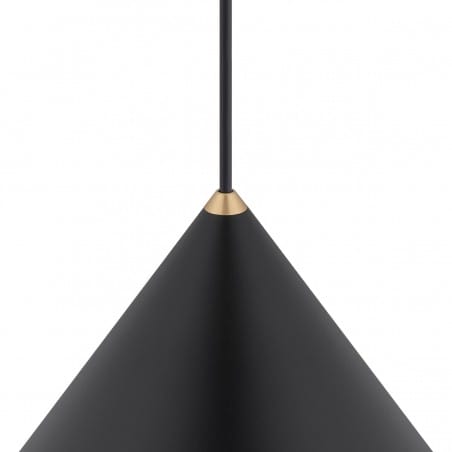 Czarna lampa wisząca Zenith z metalu stożek 35cm mosiężny do jadalni kuchni salonu
