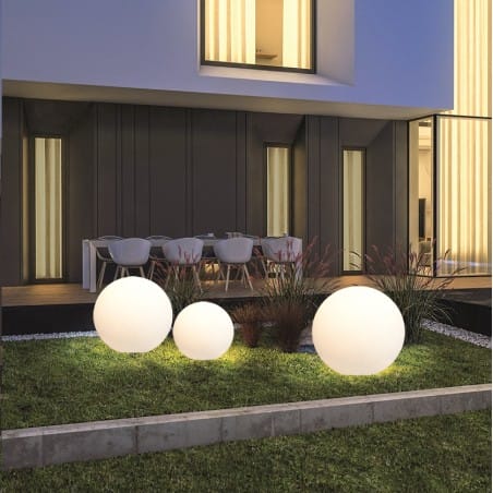 Bardzo duża zewnętrzna dekoracyjna lampa Cumulus 80cm lampa ogrodowa biała kula ball IP44
