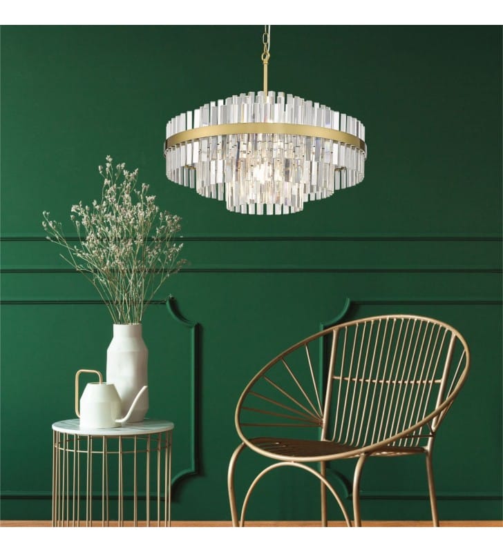 Kryształowa lampa wisząca Constantinopol z mosiężnym wykończeniem glamour do salonu jadalni sypialni Kryształowa lampa wisząca Constantinopol z mosiężnym wykończeniem glamour do salonu jadalni sypialni