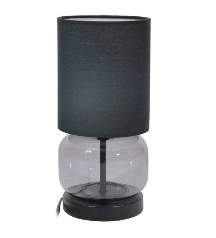 Szklana czarna lampa nocna Dorme z abażurem do salonu sypialni