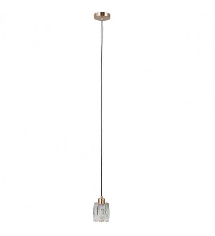 Mała kryształowa pojedyncza lampa wisząca Torno złota glamour Italux
