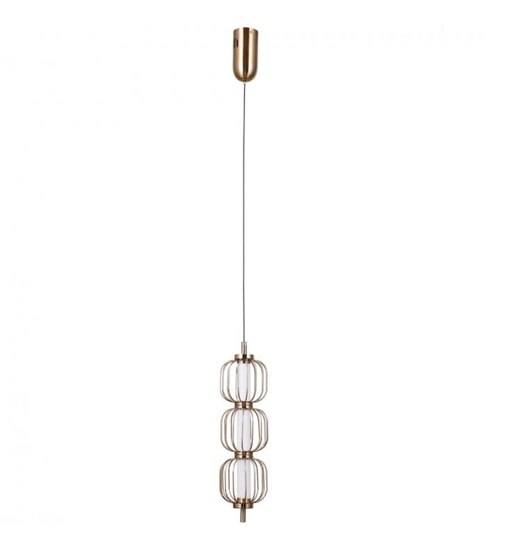 Pedro LED metalowa złota lampa wisząca do salonu sypialni z wysokim kloszem