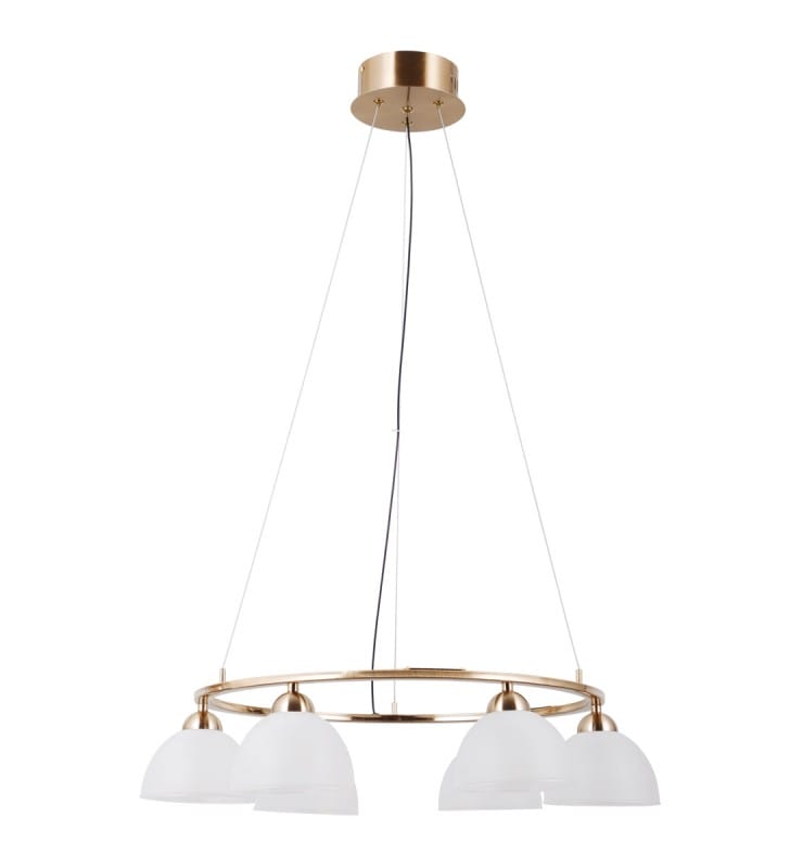Lampa wisząca Montiela LED złota szklane klosze na obręczy do salonu