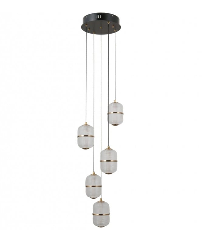 Lampa wisząca Alani LED 5 szklanych ozdobnych kloszy okrągła do salonu