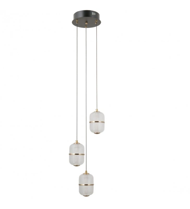 Alani LED potrójna okrągła lampa wisząca nad stół klosze szklane ozdobne