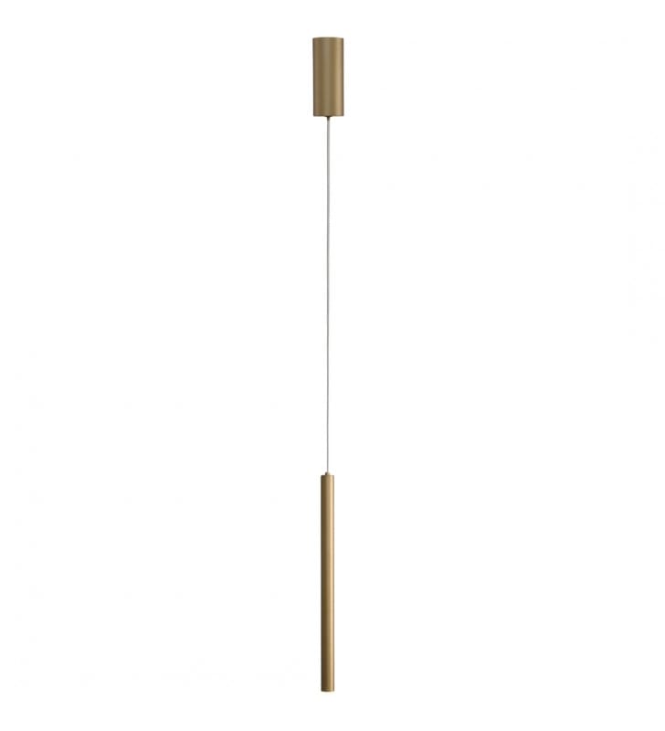 Minimalistyczna złota lampa wisząca Valdes LED wąski klosz