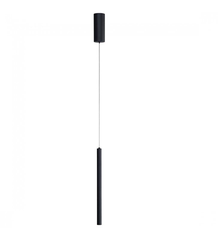 Minimalistyczna czarna lampa wisząca na lince Valdes LED wąski klosz