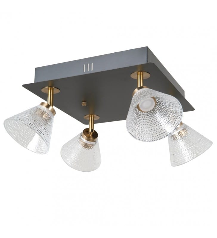 4 pkt czarno złota lampa sufitowa z dekoracyjnymi kloszami Orella LED