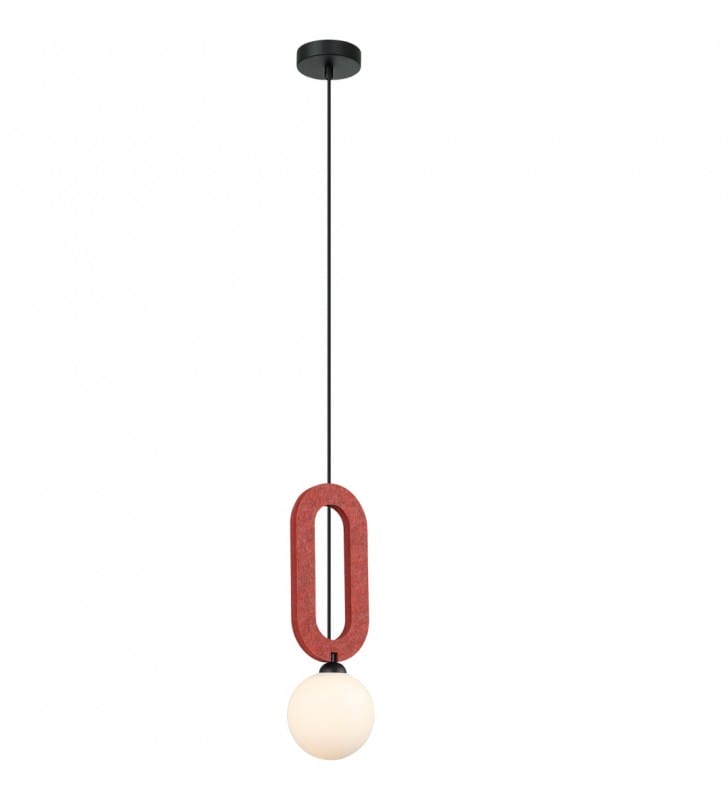 Lampa wisząca w stylu new retro Masso czerwony filc do salonu jadalni kuchni sypialni