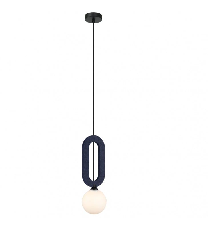 Czarno niebieska lampa wisząca z filcem w stylu new retro Masso