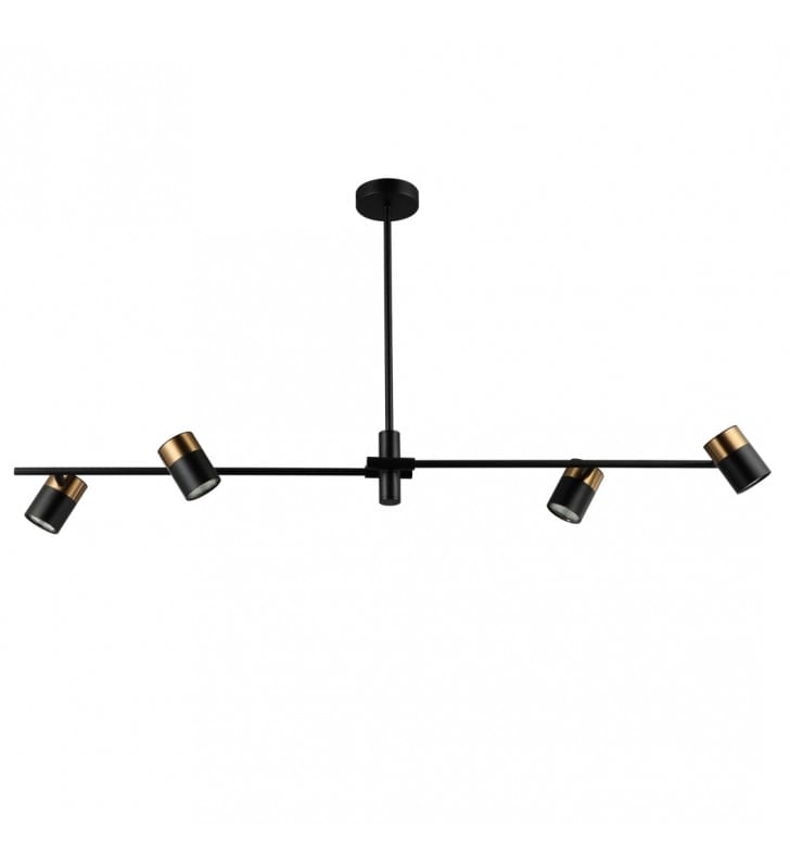 Loftowa młodzieżowa lampa sufitowa wisząca Elice czarno mosiężna 4xGU10