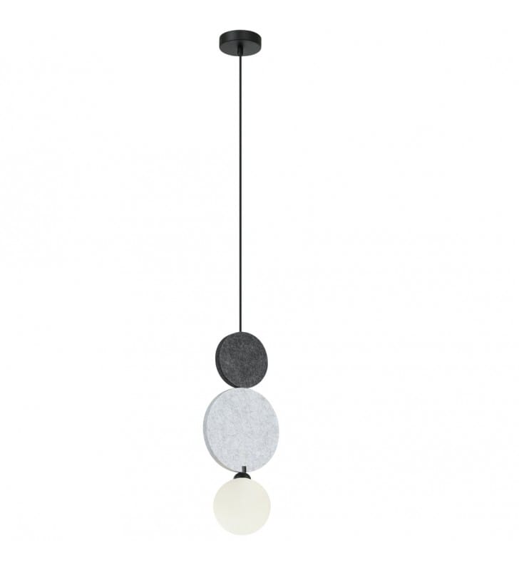 Czarno szara pojedyncza lampa wisząca Andrea szklana kula styl new retro