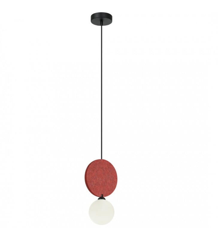 Lampa wisząca Andrea czarno czerwona klosz szklana kula new retro
